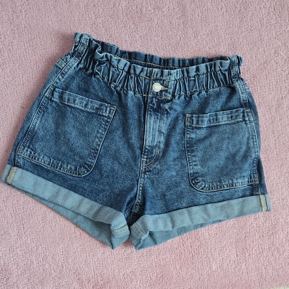 GAP Ruffled Waist Blue Jean Denim Shorts Size M